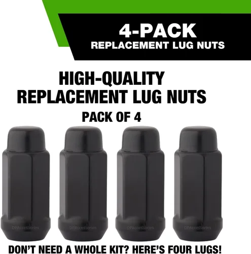 Miniatura 5 de DPAccessories Tuercas de llanta negras M14x1.50 para ruedas aftermarket - Extremo cerrado XL bellota abultada - 48mm (1.9") de altura - 19mm (3/4")