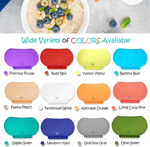 Tapete individual de silicona para niños, Baby Mumbo, calidad alimentaria con bordes elevados únicos para prevenir derrames, bandeja ligera, Rojo