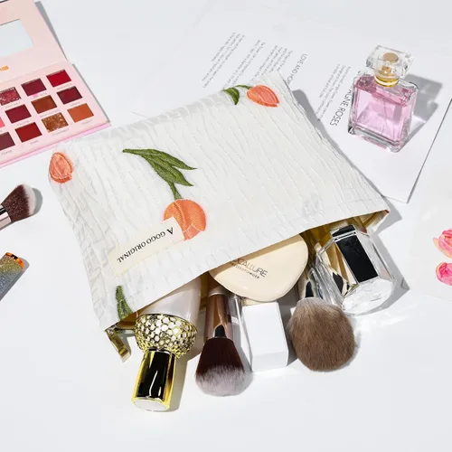 Miniatura 5 de SOIDRAM Bolsa de maquillaje de flores de 2 piezas, bolsa grande de cosméticos florales de gran capacidad, bolsa de viaje de lona para artículos