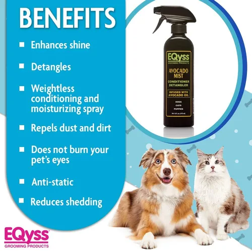 Miniatura 3 de EQyss Acondicionador en aerosol para mascotas con bruma de aguacate – Brilla, acondiciona y reduce el desprendimiento, espray sin peso sin enjuague