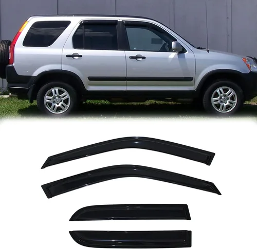 94459 Deflector de viento para ventana lateral, juego de 4 protectores de lluvia con cinta de canal, color humo oscuro para Honda CR-V 2002-2006