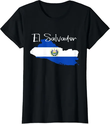 Miniatura 48 de Camiseta con la bandera de El Salvador, mapa de El Salvador, camiseta de Salvador para mujer
