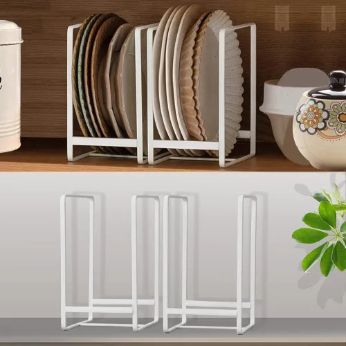 Miniatura 16 de 2PCS Organizador de Soportes para Platos, Estante de Exhibición y Almacenamiento de Platos de Metal para Secado para Gabinete, Mostrador y Armario
