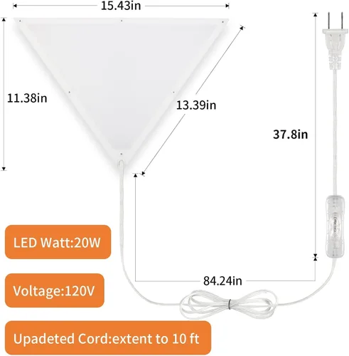 Miniatura 7 de Luz de esquina mejorada, luces LED de esquina de 20 W 2000 lm para sala de estar, luces de techo enchufables con cable de 10 pies, luces de esquinas