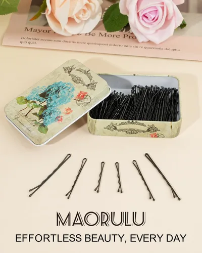 Miniatura 7 de MAORULU Horquillas Bobby con estuche lindo, 250 unidades de horquillas para moños, horquillas de alta calidad para niñas, chicas y mujeres, ideales