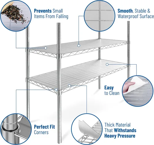 Miniatura 5 de Sterling Shelf Liners Cubiertas para Rejillas de Alambre: Cubierta de Forro Plástico para Estanterías de Alambre: Alfombrillas Protectoras