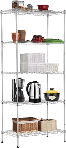 Miniatura 11 de Estantería de almacenamiento de 5 niveles, estante NSF ajustable en altura, estantes de alambre organizador de acero para lugares pequeños, cocina