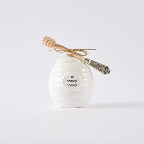 Miniatura 4 de Mud Pie Juego de servir Honey Pot, color blanco