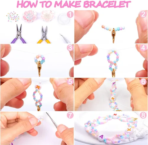 Miniatura 4 de Juego de cuentas de semillas de 0.079 pulgadas, cuentas pequeñas de 24 colores para pulseras, 11/0 de color caramelo pastel con cuentas de letras
