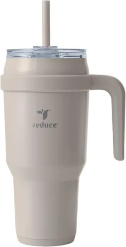 Miniatura 18 de Reduce Vaso de acero inoxidable de 50 onzas con asa, doble pared aislada al vacío, taza de viaje, tapa a prueba de sudor y popote reutilizable
