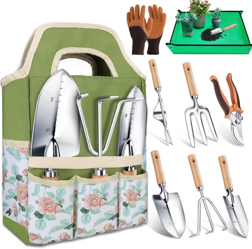 Miniatura 8 de Kynup Herramientas de jardín, 7 piezas de regalo de jardinería para mujeres y hombres, juego de herramientas de mano de jardinería, suministros