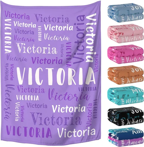 Miniatura 10 de Manta personalizada con nombre, mantas y mantas personalizadas para niños, bebés y adultos, manta con nombre personalizada para mujeres, hombres