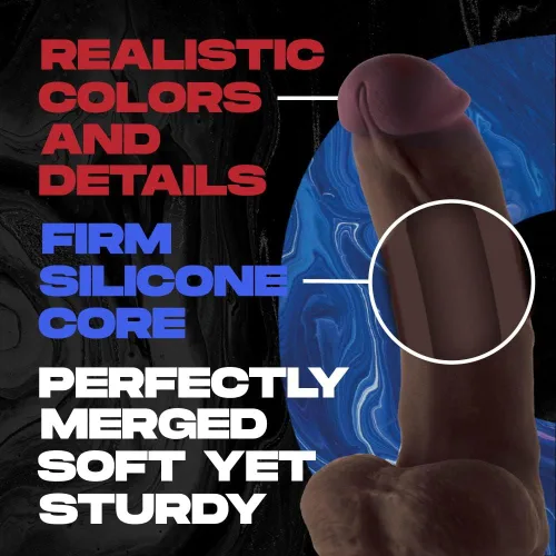 Miniatura 4 de Modelo C - Consolador realista curvado hacia abajo con bolas, juguetes sexuales de silicona líquida de doble densidad para mujeres y hombres