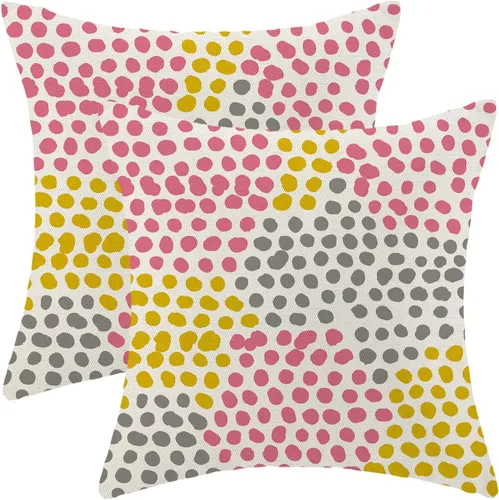 Miniatura 17 de CXMEIFLY Fundas de almohada de lunares 16x16 pulgadas, juego de 2 fundas de almohada azules y crema para exteriores, fundas de almohada decorativas