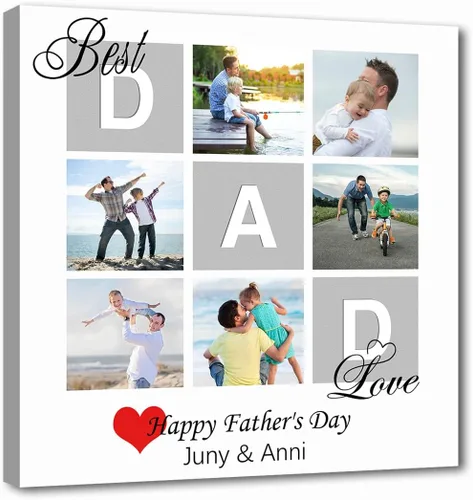 LZIMU Regalos personalizados para el Día del Padre, lienzo impreso con tus fotos, lienzo personalizado para pared, regalos únicos de cumpleaños para