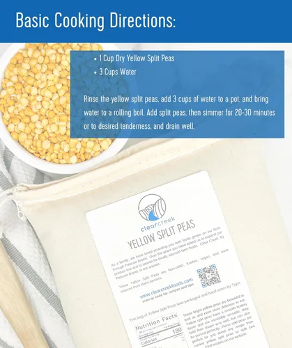 Miniatura 3 de CLEAR CREEK Guisantes amarillos divididos certificados sin residuos de glifosato Cubo de 25 libras Sin OMG Kosher Vegano