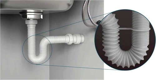 Miniatura 2 de Trampa P flexible para tubos de drenaje de 1-1/2 pulgadas (blanco - 39 pulgadas de longitud) con conexiones ajustables para fregaderos de cocina