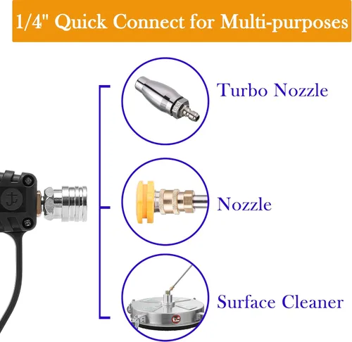 Miniatura 8 de JOEJET Pistola de lavadora de alta presión con giro, pistola corta de lavadora eléctrica con 5 puntas de boquilla de pulverización, enchufe