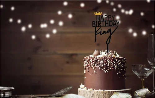 Miniatura 6 de ZHENGYE Crown King - Decoración acrílica para pastel de cumpleaños Decoración para pastel negro 2