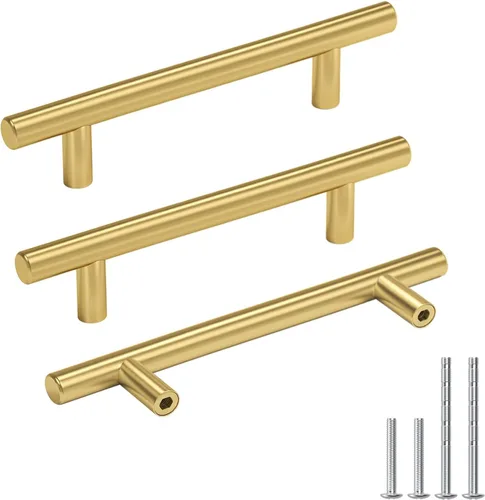 Miniatura 16 de Goldenwarm Paquete de 15 manijas doradas de 2-1/2 pulgadas, tiradores de gabinete de latón cepillado, manijas doradas para cajones de cocina