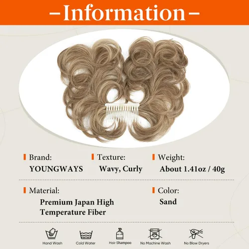 Miniatura 52 de Postizo de Cabello de Moño Desordenado Peine Lateral Clip en Moño de Cabello Postizo para Mujeres Corto Natural Liso Estilos Versátiles Ajustables