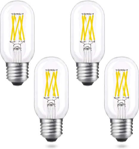 Miniatura 14 de Bombilla LED E26 regulable T45/T14, 6 W (equivalente a 60 W), blanco suave 3000 K, bombillas LED vintage de filamento para lámpara de araña de baño