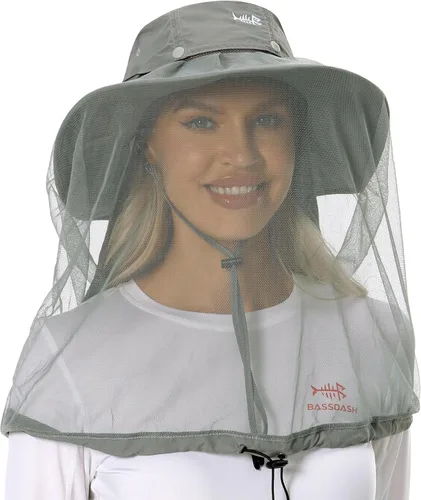 Miniatura 12 de BASSDASH Sombrero de mosquito UPF 50+ con red oculta para la cabeza y solapa para el cuello, para hombres y mujeres, pesca al aire libre
