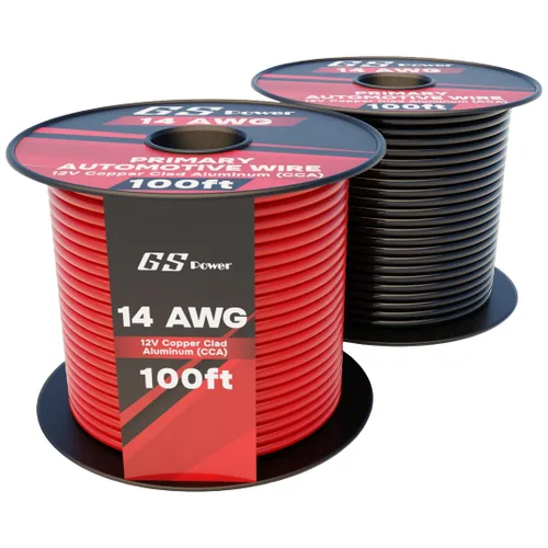 Miniatura 13 de GS Power Cable de calibre 10 CCA de 100 pies para automóvil, rojo y negro, 50 pies por rollo, 10 AWG 12 V, cable eléctrico de altavoz flexible