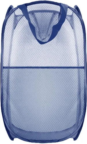 Cesto de ropa sucia plegable emergente, cesta de ropa plegable de malla extragrande, 28" x 16" x 16" (azul)