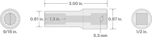 Miniatura 4 de TEKTON Llave de impacto de 12 puntos de 1/2 pulgada x 9/16 pulgadas de profundidad SID23214 (paquete de 2)
