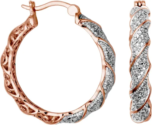 Miniatura 4 de Amazon Essentials Pendientes de aro trenzados de bronce chapado con diamantes (anteriormente colección Amazon)