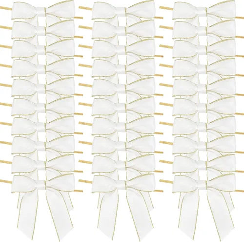 Miniatura 11 de AIMUDI Lazos negros y dorados, lazos prefabricados de 3.5 pulgadas para envolver regalos y recuerdos de fiesta, 50