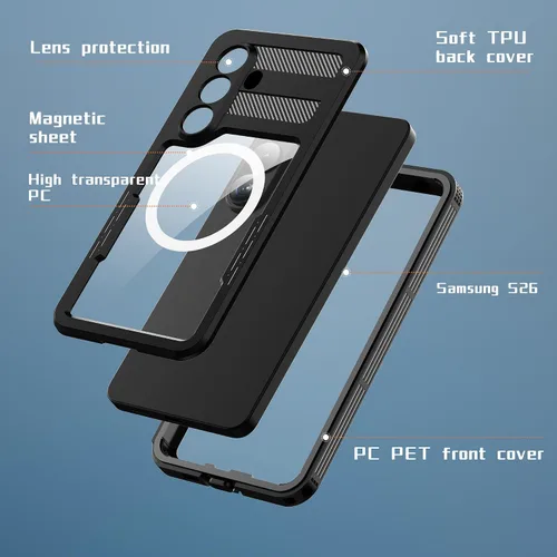 Miniatura 3 de Hllhunkhe Funda para Samsung Galaxy S26, [protector de pantalla integrado] [IP68 impermeable a prueba de polvo] [compatible con MagSafe] Cubierta