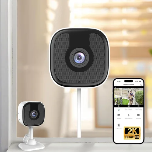 Cámara de ventana de 3 MP 2K, cámara WiFi de 2.4 GHz y 5 GHz para interiores y exteriores, para seguridad en el hogar con visión nocturna a color