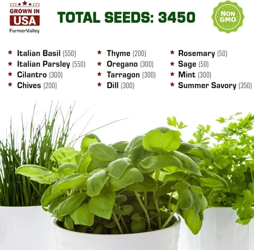 Miniatura 2 de 12 semillas de hierbas culinarias y medicinales tradicionales para plantar, sin OMG y cultivadas en Estados Unidos, paquete variado para jardín
