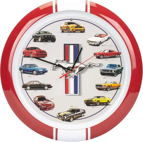 Mark Feldstein & Associates History of Mustang Sound - Reloj de pared, 13 pulgadas, color rojo