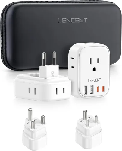 Miniatura 10 de LENCENT Kit adaptador de viaje universal tipo C y tipo D G, adaptador de enchufe internacional para Europa Reino Unido Maldivas Italia Irlanda