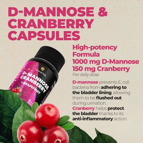 Miniatura 4 de Natural Pick D-Mannose - Arándano rojo y pomelo - Pastillas de arándano rojo, tratamiento de ITU y alivio rápido para mujeres Apoyo del tracto