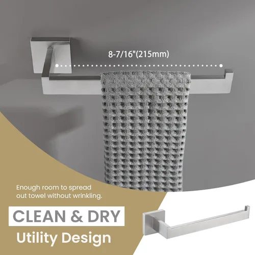 Miniatura 5 de Suyar Toallero de baño, barra de toalla de mano de acero inoxidable SUS 304 para pared, níquel cepillado