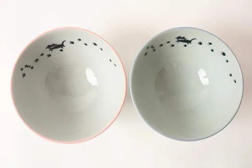 Miniatura 8 de Mino ware - Par de cuencos de arroz japoneses (2 unidades), fabricado en Japón (importación de Japón) MIG005 (gato negro)