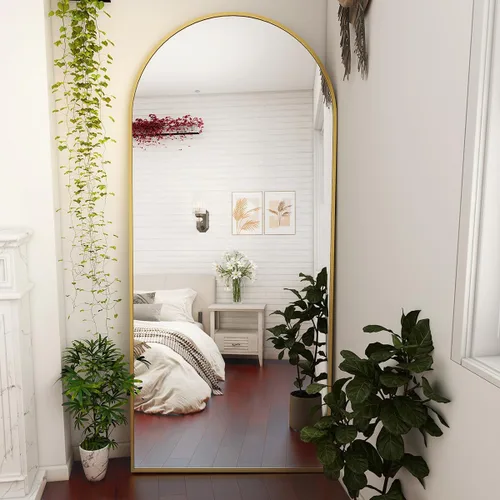 Miniatura 2 de BEAUTYPEAK - Espejo de longitud completa de arco de 71 x 26 pulgadas, espejo de cuerpo completo con soporte para colgar o inclinar, espejo de pared