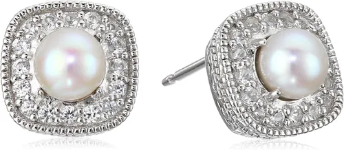 Miniatura 21 de Amazon Essentials Aretes de plata de ley con piedra natal de corte cojín y zafiro blanco creado (anteriormente colección Amazon)
