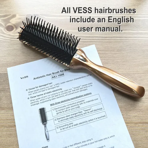 Miniatura 3 de Cepillo secador de pelo antiestático, cepillo alisador de pelo de viaje para mujeres y hombres, cepillo desenredante de secado con cerdas de acero