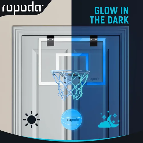 Miniatura 2 de ropoda Mini aro de baloncesto - Brilla en la oscuridad, aro de baloncesto sobre la puerta para interiores, tablero de baloncesto