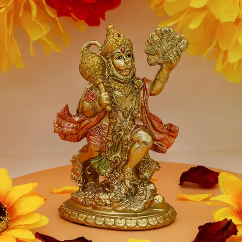 Miniatura 4 de alikiki Estatua de Hanuman volador de Dios hindú – Ídolo indio Hanuman Murti Pooja Escultura India Señor Estatuilla de Señor de la India Templo
