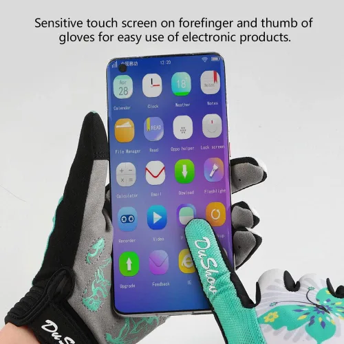 Miniatura 6 de DuShow Guantes de ciclismo para mujer, guantes de bicicleta con pantalla táctil de dedo completo, guantes largos de bicicleta, ciclismo de montaña