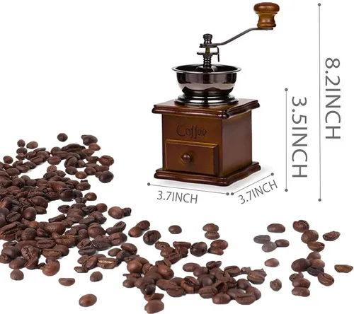 Miniatura 4 de Molinillo de café manual vintage, ajuste de engranaje ajustable con rebabas cónicas de cerámica, molinillo de café de mano antiguo para uso