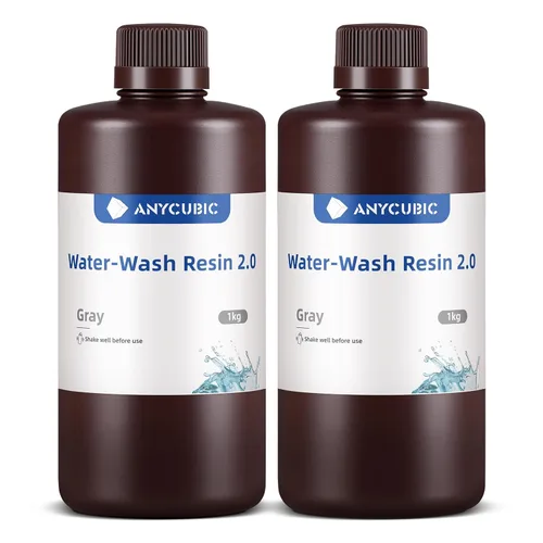 ANYCUBIC Resina de impresora 3D lavable al agua 2.0, resina 3D de alta precisión de 405 nm, resina de fotopolímero de baja contracción para Gris