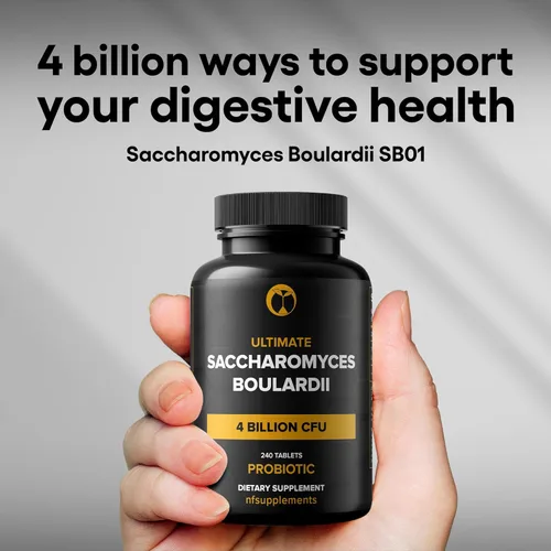Miniatura 6 de Saccharomyces Boulardii Suplemento probiótico 30 mil millones de CFU 240 tabletas probióticos para hombres y mujeres apoya la salud digestiva e