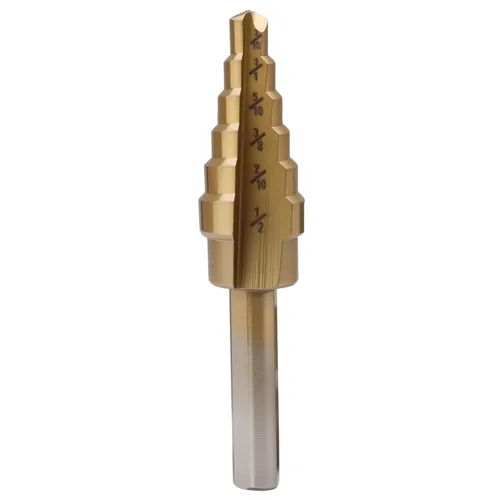 Miniatura 10 de Uenhoy Broca escalonada de titanio de 1/4 a 1-3/8 pulgadas, 10 tamaños de brocas de acero de alta velocidad para corte de agujeros, agujero HSS